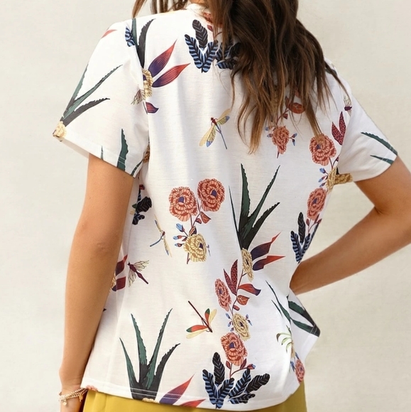 Colorful Floral Dragonfly Tee - Picture 2 of 4